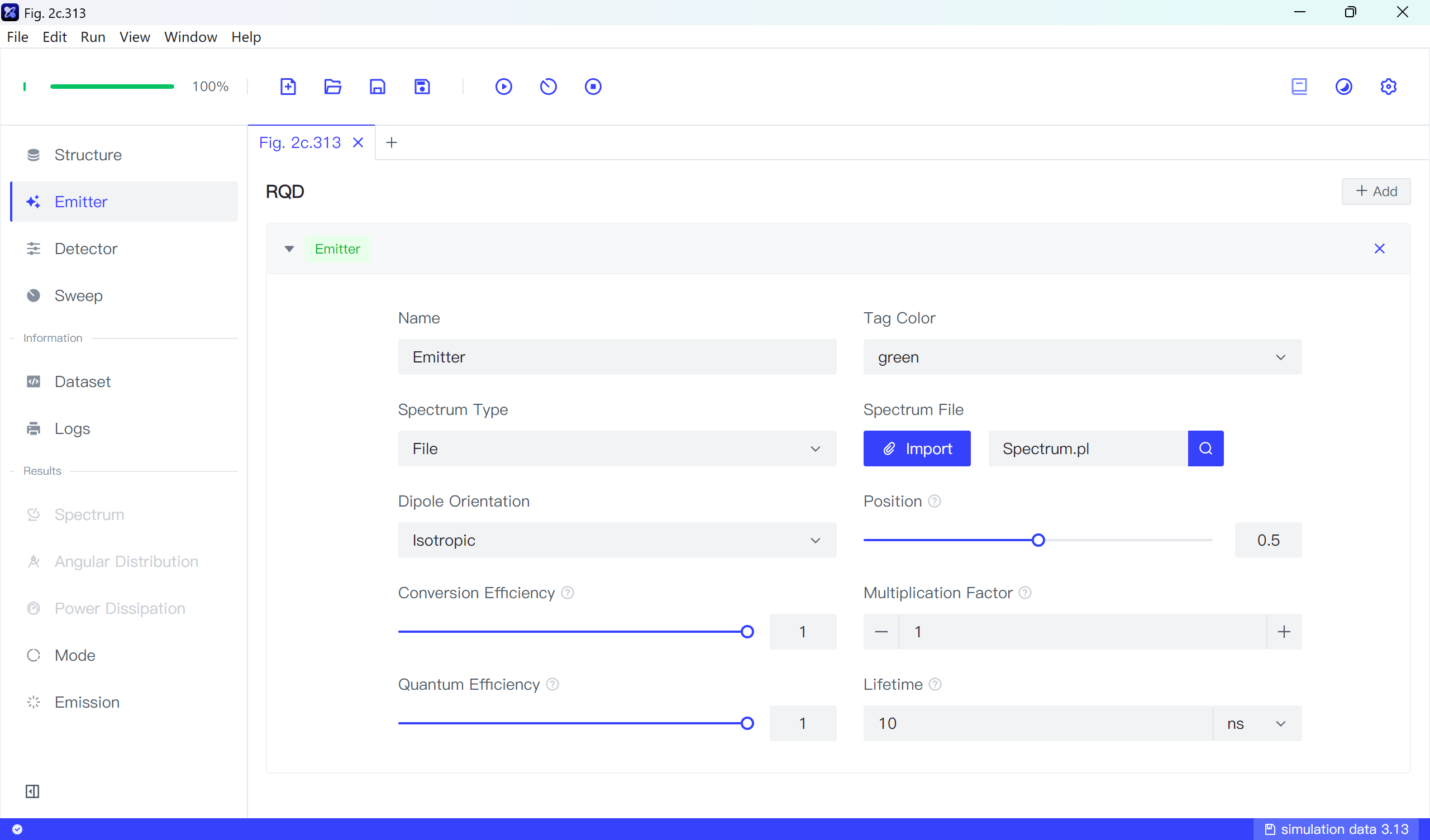 QLED1 Emitter Settings