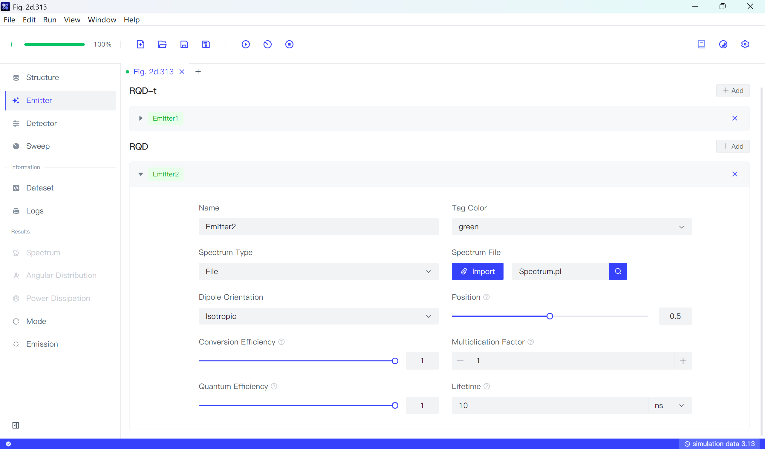 QLED2 Emitter Settings