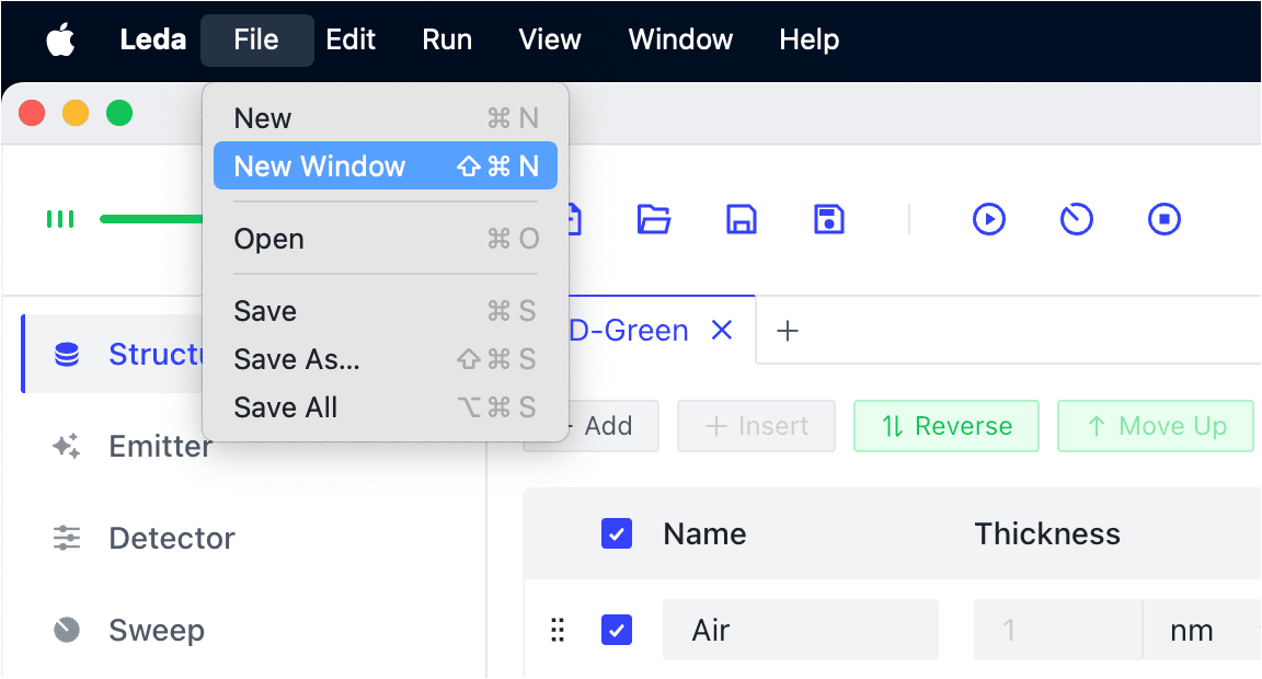 menu bar and submenu file.