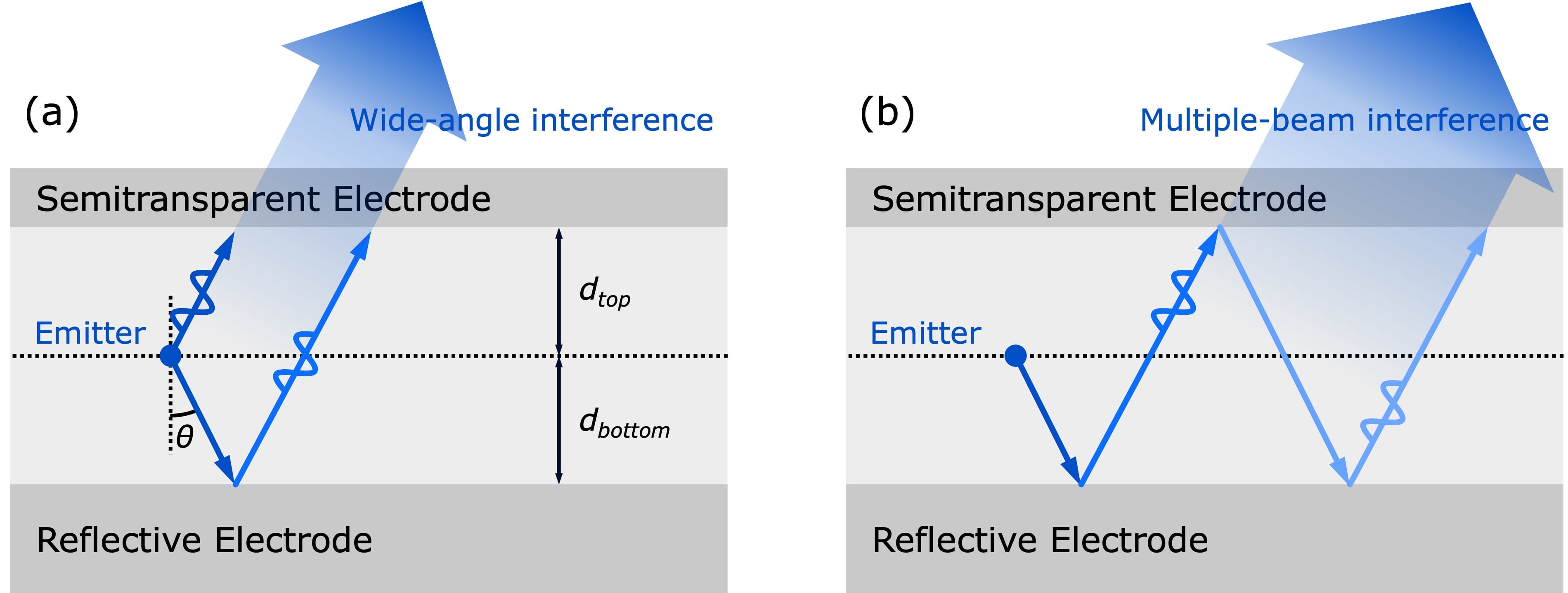 Wide-angle interference and multiple-beam interference in the microcavity.